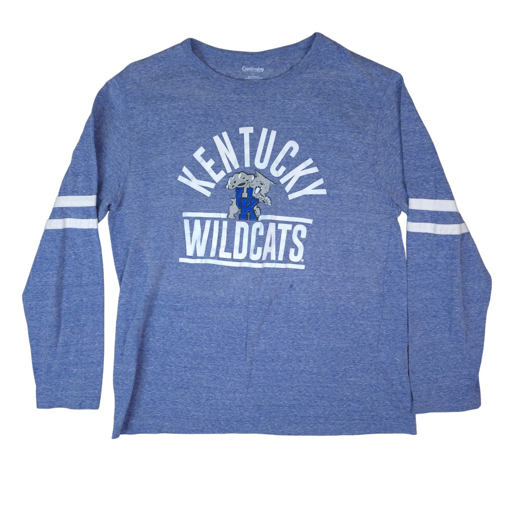 Captivating Apparel Kentucky Wildcats Shirt Women XL Blue Long Sleeve NCAA